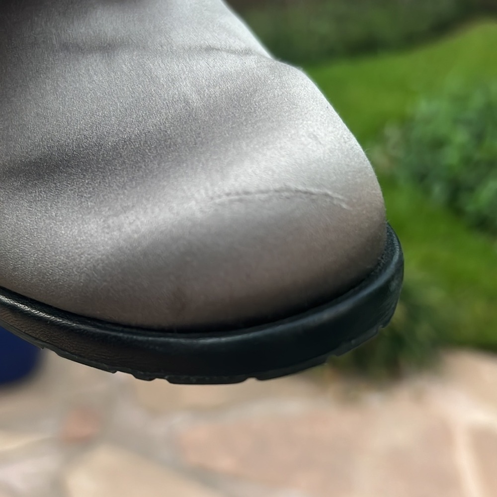 ▶️ Pedro Garcia Espana ◀️ Gray Silk Satan Raw Edge Slip On Flats 37.5 - Picture 16 of 16